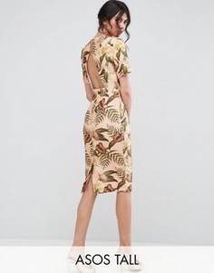 Платье миди с тропическим принтом ASOS TALL - Мульти
