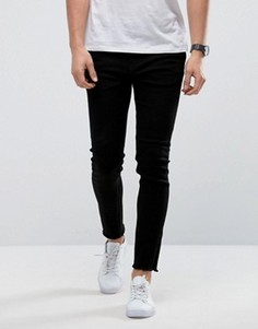 Черные зауженные джинсы с необработанными краями Only &amp; Sons - Черный