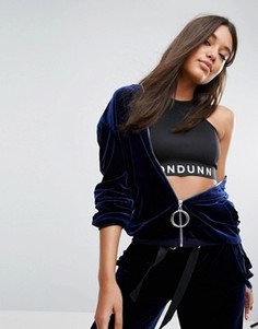 Велюровый бомбер Missguided Londunn - Темно-синий