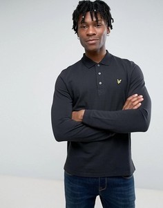 Однотонная футболка-поло с длинными рукавами Lyle &amp; Scott - Черный