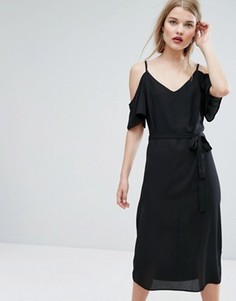 Платье миди с вырезами на плечах New Look - Черный