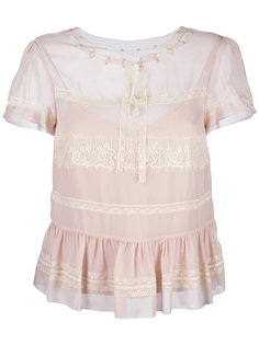 блузка с короткими рукавами и кружевными вставками Red Valentino