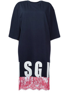 платье-футболка с кружевной отделкой MSGM