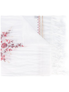 open embroidery fringed scarf Forte Forte