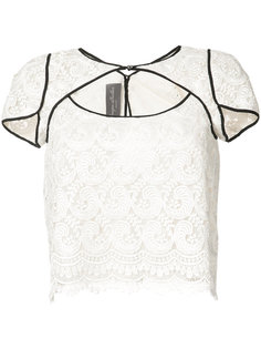 кружевная блуза с резным дизайном Monique Lhuillier