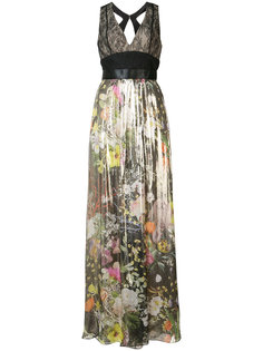 плиссированное платье с цветочным узором Monique Lhuillier