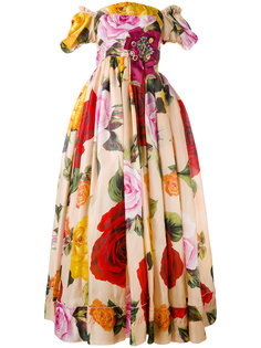 rose print bardot gown Dolce &amp; Gabbana