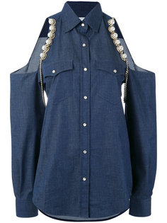 open shoulder denim shirt Forte Couture