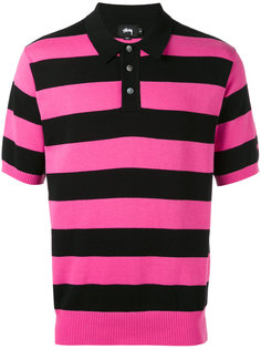 striped knit polo shirt  Stussy