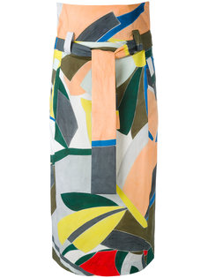 удлиненная юбка с абстрактным принтом Erika Cavallini