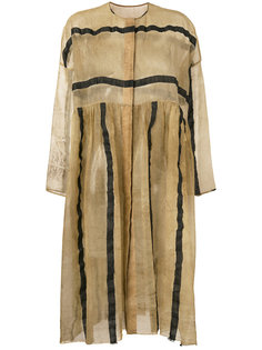 striped sheer collarless coat Uma Wang