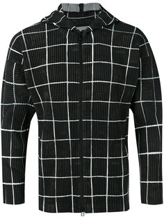 checked ribbed zipped hoodie Homme Plissé Issey Miyake