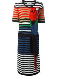 полосатое платье с принтом попугая Sonia Rykiel