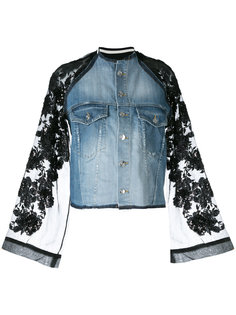 lace-sleeve denim jacket Aviù