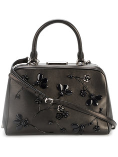 Leather Tote with Beaded Floral Embellishment Simone Rocha