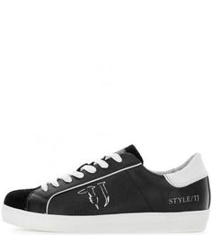 Черные кеды из натуральной кожи Trussardi Jeans