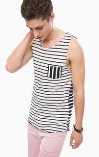 Хлопковая майка в полоску с карманом Scotch&Soda