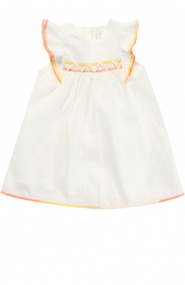 Хлопковое платье свободного кроя с контрастной отделкой и оборками Chloé