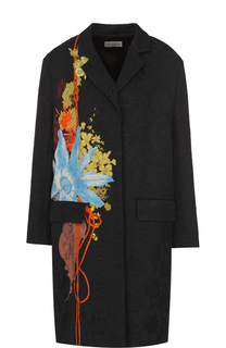 Пальто прямого кроя с фактурной отделкой и принтом Dries Van Noten
