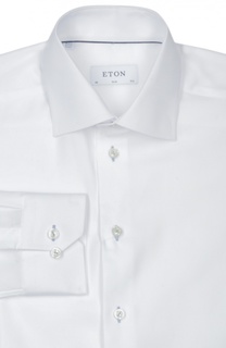 Хлопковая приталенная сорочка с воротником кент Eton