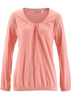 Футболка с длинным рукавом (нежно-коралловый) Bonprix