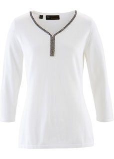 Пуловер из хлопка пима (цвет белой шерсти) Bonprix