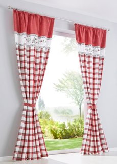 Штора Таня (1 шт.), гофрированная тесьма (красный) Bonprix