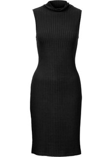 Платье из трикотажа резинка (черный) Bonprix