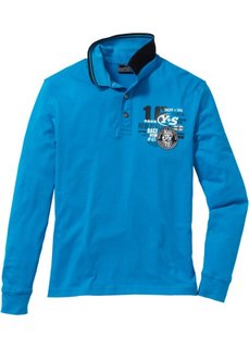 Футболка-поло Regular Fit с длинным рукавом (капри-синий) Bonprix