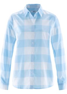 Хлопковая блузка (синий топаз/белый в клетку) Bonprix