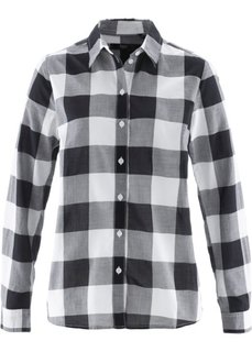 Хлопковая блузка (черный/белый в клетку) Bonprix