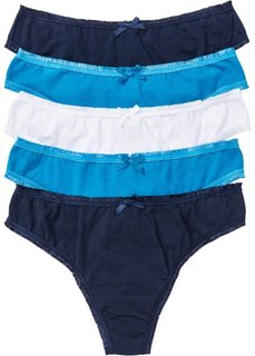 Трусики-стринги (5 шт.) (капри-синий + темно-синий + белый) Bonprix