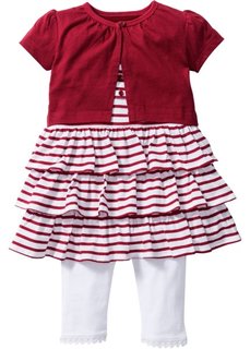 Мода для беременных: болеро + платье + легинсы из биохлопка (3 изд.), Размеры  68/74-104/110 (белый/темно-красный) Bonprix