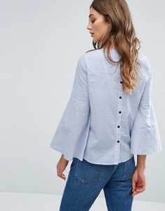 Блузка в полоску с расклешенными рукавами Vero Moda - Синий
