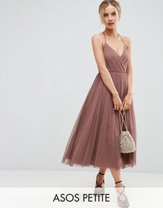 Платье миди из тюля ASOS PETITE - Розовый
