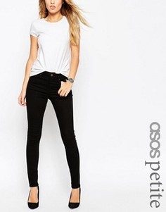 Черные укороченные джинсы слим с завышенной талией ASOS PETITE - Черный