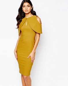 Платье-футляр с открытыми плечами и вырезом капелькой Vesper - Желтый