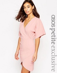Асимметричное платье мини с рукавами-кимоно ASOS PETITE - Розовый