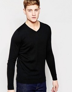 Трикотажный премиум‑джемпер с V‑образным вырезом Jack &amp; Jones - Черный