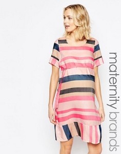 Тканое цельнокройное платье для беременных в полоску Mamalicious - Мульти Mama.Licious