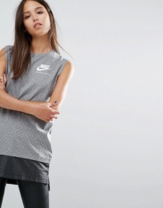 Удлиненный двухслойный топ Nike International - Серый