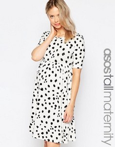 Платье для беременных с короткими рукавами и леопардовым принтом ASOS Maternity TALL - Мульти