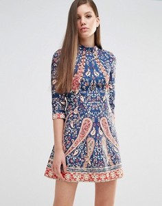 Платье мини с отделкой бисером Comino Couture - Темно-синий