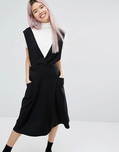 Платье миди с запахом спереди Monki - Черный