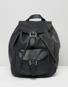 Кожаный рюкзак с карманом спереди ASOS - Черный