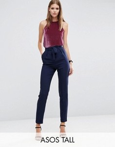 Тканые брюки‑галифе с поясом оби ASOS TALL - Темно-синий