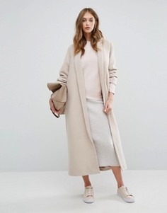 Пальто макси с шалевым воротником Missguided - Бежевый