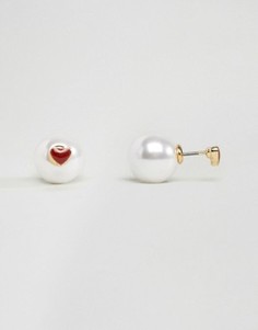 Серьги с искусственным жемчугом и сердечками ASOS - Красный