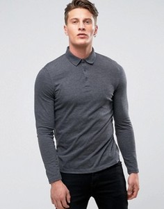 Трикотажное поло с длинными рукавами ASOS - Серый