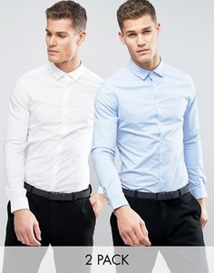 2 рубашки скинни (белая и голубая) ASOS - СО СКИДКОЙ - Мульти